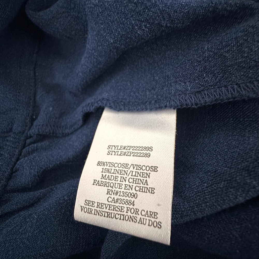 Z Supply NWT Navy High-Rise Wide Leg Pants Linen Blend Large Coastal Chic - Picture 10 of 13